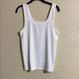 Aerie White Scoop Neck Ribbed Tank Top NWT Size XL